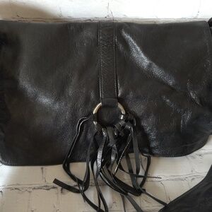 BCBG MAX AZRIA Black Leather Crossbody Bohemian Bag